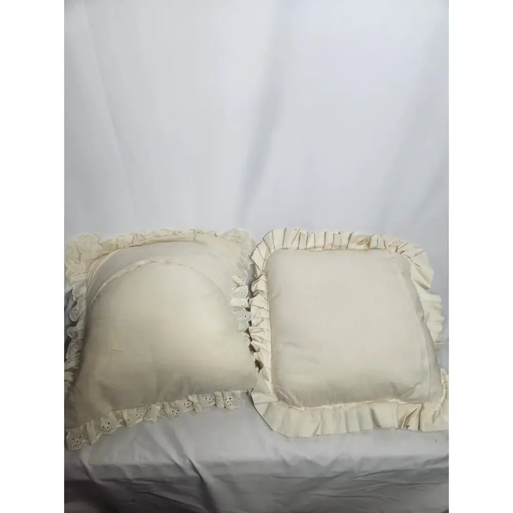 Set of 2 Vintage Handmade Quilted Star Throw Pillows Cottagecore Farmhouse...